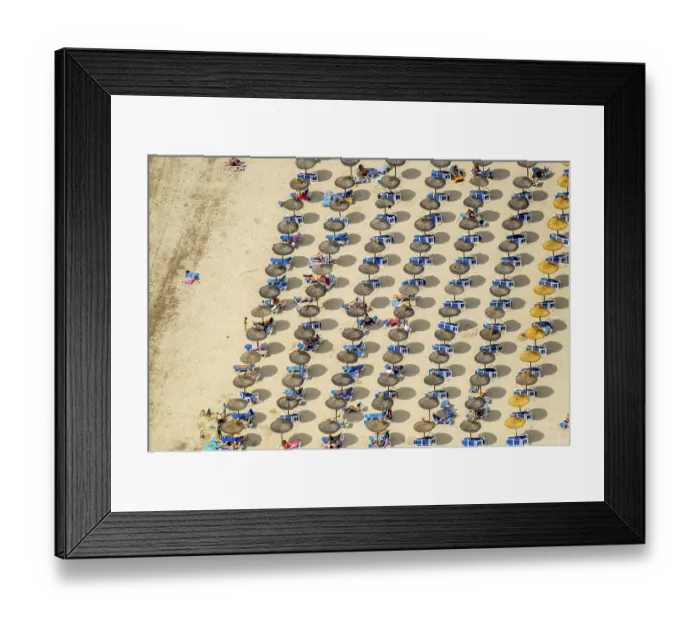 Framed Print : Aerial view, Sun loungers
