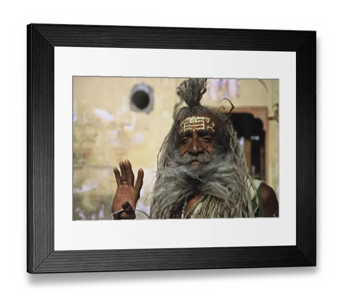 Framed Print : Sadhu, Indian saint, grey full beard
