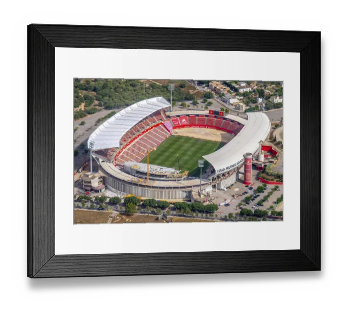 Framed Print : Aerial view, football stadium Estadi Majorca Son Moix
