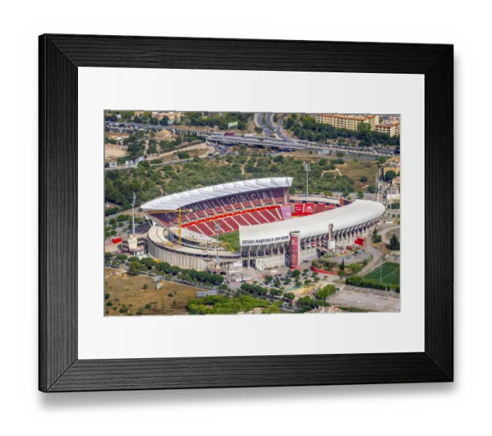 Framed Print : Aerial view, football stadium Estadi Majorca Son Moix Framed Print : Aerial view, football stadium Estadi Majorca Son Moix