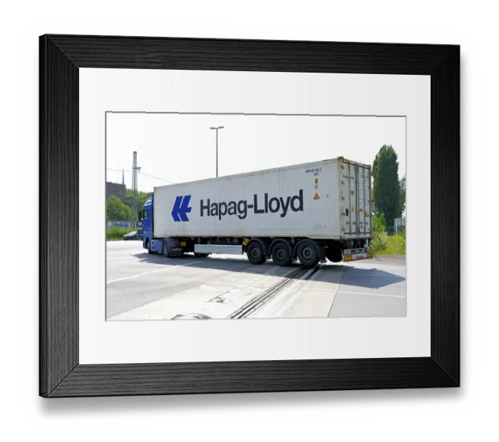 Framed Print : Lorry with container from Hapag-Lloyd in Hamburg