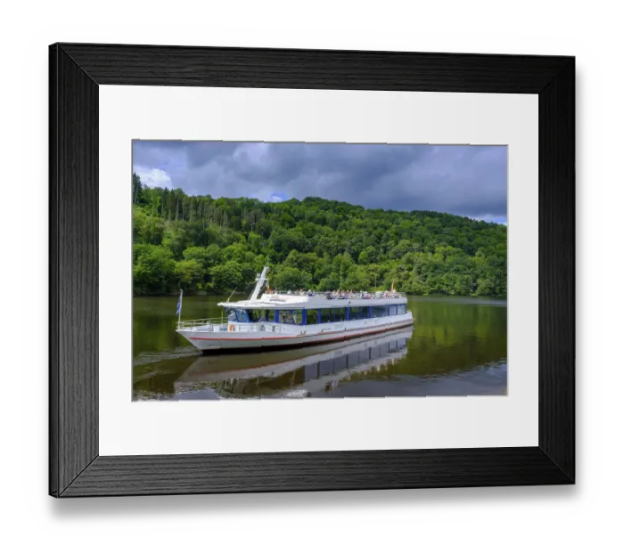 Framed Print : Excursion boat on the Rursee, Rursee boat trip