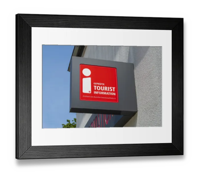 Framed Print : Tourist information sign, entrance to the garden show Framed Print : Tourist information sign, entrance to the garden show