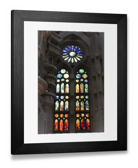 Framed Print : Coloured stained glass windows