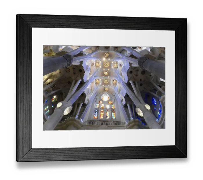 Framed Print : Coloured stained glass windows