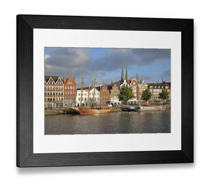 Framed Print : Ships on the banks of the Stadttrave