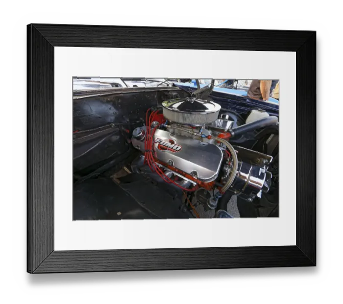 Framed Print : Vintage car engine, car show, Chateauguay
