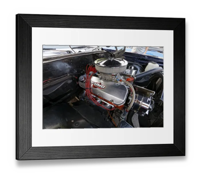 Framed Print : Vintage car engine, car show, Chateauguay