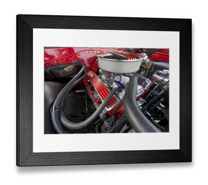 Framed Print : Vintage car engine, car show, Chateauguay