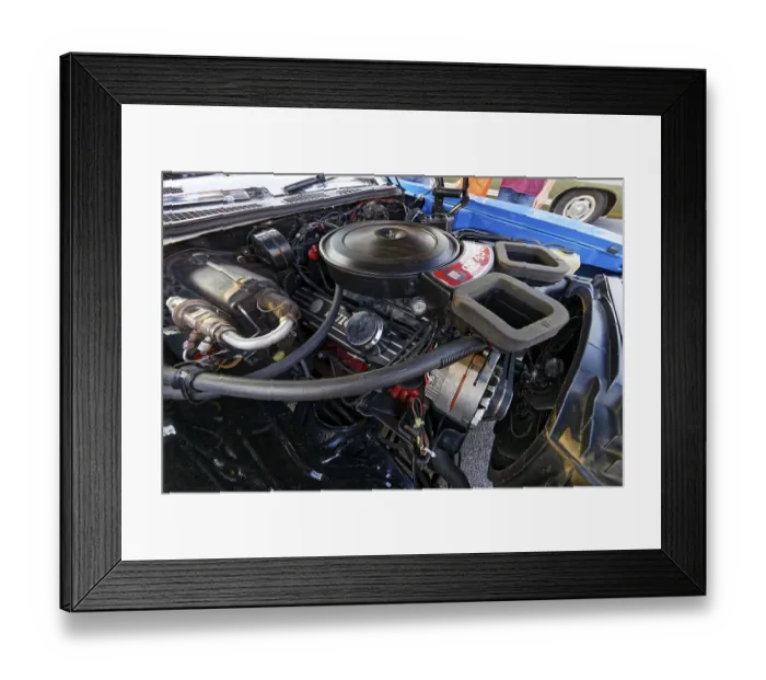 Framed Print : Vintage car engine, car show, Chateauguay