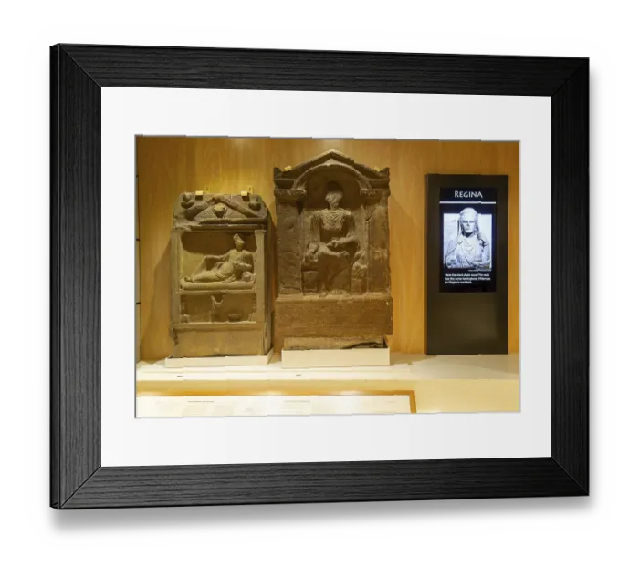 Framed Print : Archaeological finds in museum Roman fort of Arbeia