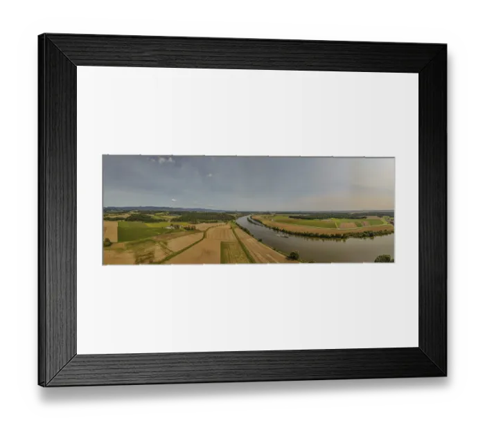 Framed Print : A sweeping view of the Danube valley in Lower Bavaria shows rolling hills and fertile farmland