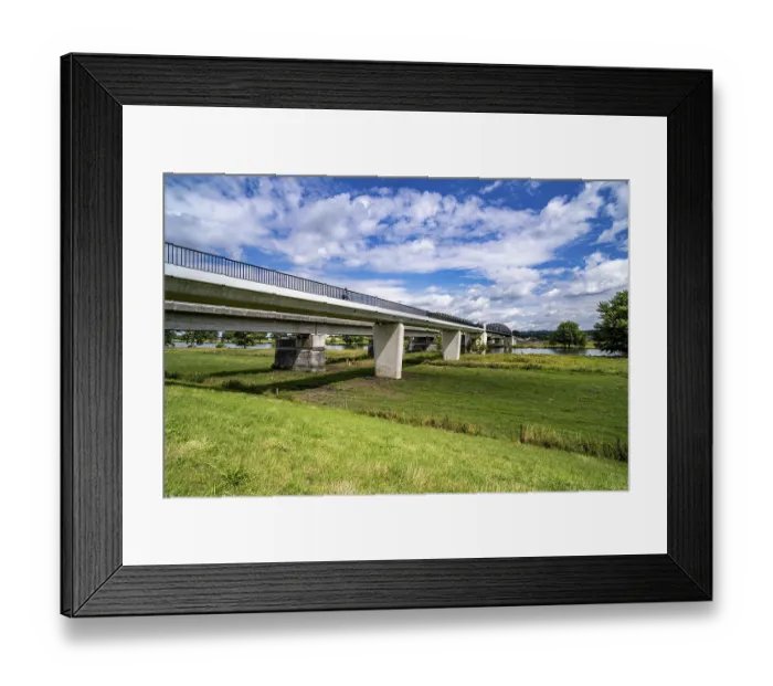 Framed Print : De Massover cycle path bridge, over the Meuse south of Nijmegen