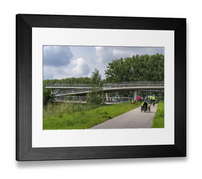 Framed Print : Ramp on the Liniebrug, bicycle and pedestrian bridge over the Amsterdam-Rhine Canal near the village of Nigtechtew Framed Print : Ramp on the Liniebrug, bicycle and pedestrian bridge over the Amsterdam-Rhine Canal near the village of Nigtechtew