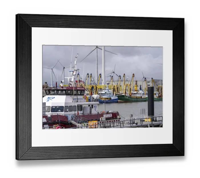 Framed Print : Fishing boats in Beatrixhaven, the seaport of Eemshaven