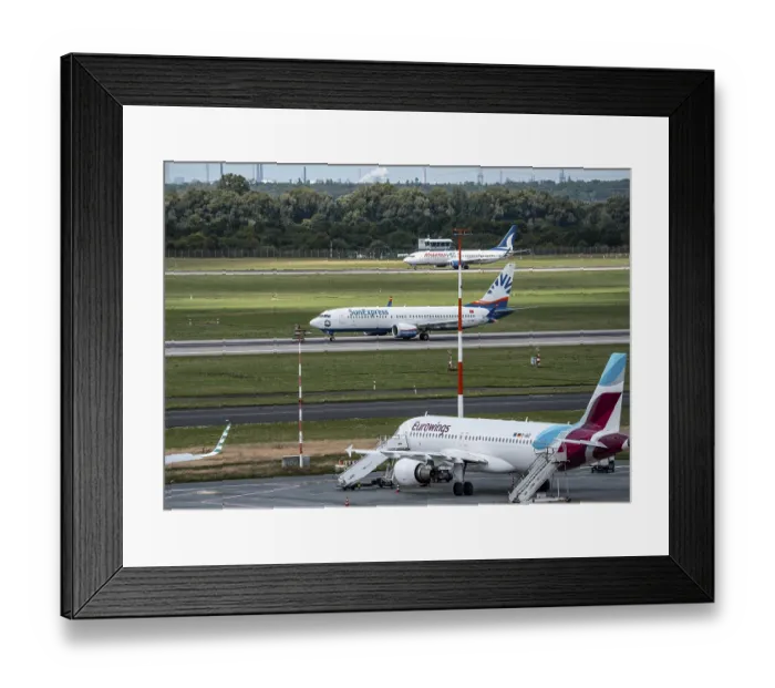Framed Print : Dusseldorf Airport, Eurowings Airbus aircraft on the apron