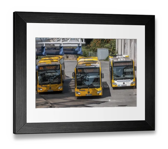Framed Print : Public transport stop, bus station