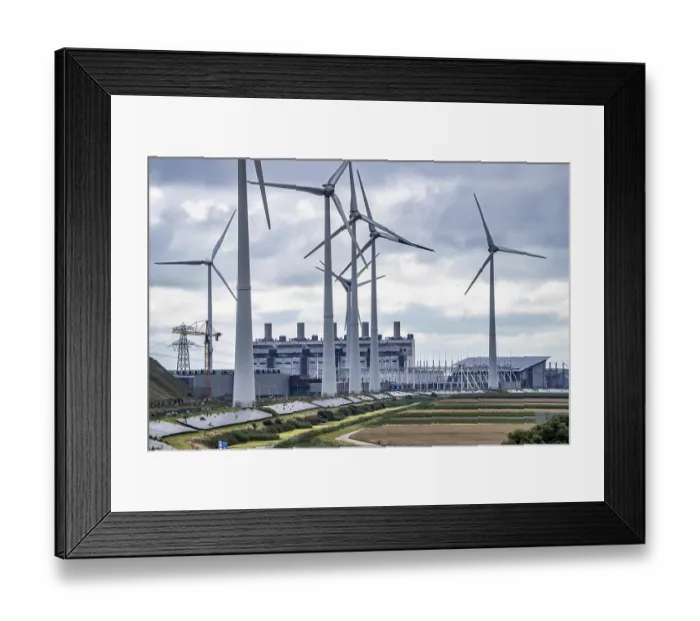 Framed Print : Wind turbines of a wind farm near Eemshaven