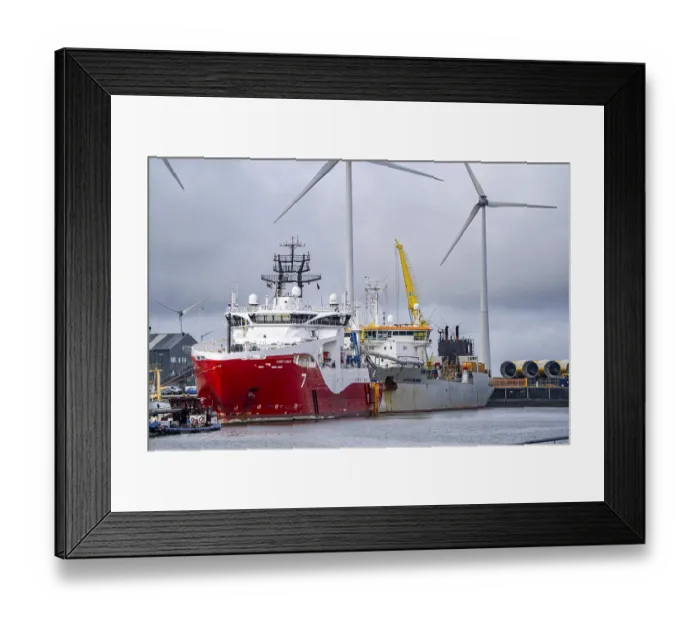 Framed Print : Working vessels in the seaport of Eemshaven