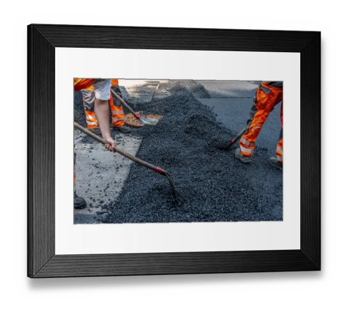 Framed Print : Road construction, road construction work