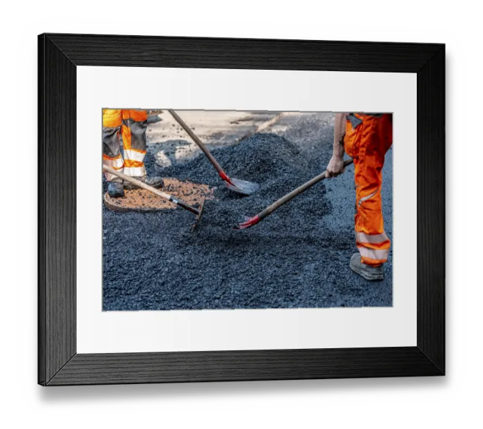 Framed Print : Road construction, road construction work