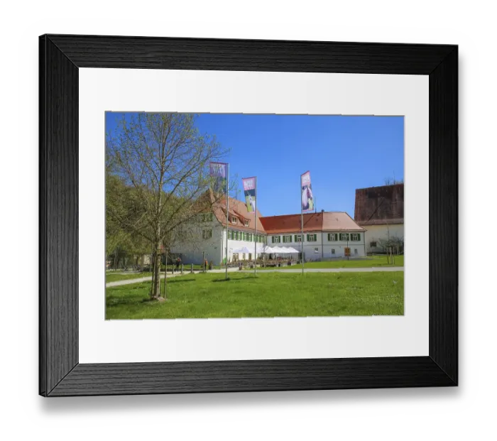 Framed Print : Gestutsgasthof near the stud farm and the Lauterquelle Framed Print : Gestutsgasthof near the stud farm and the Lauterquelle