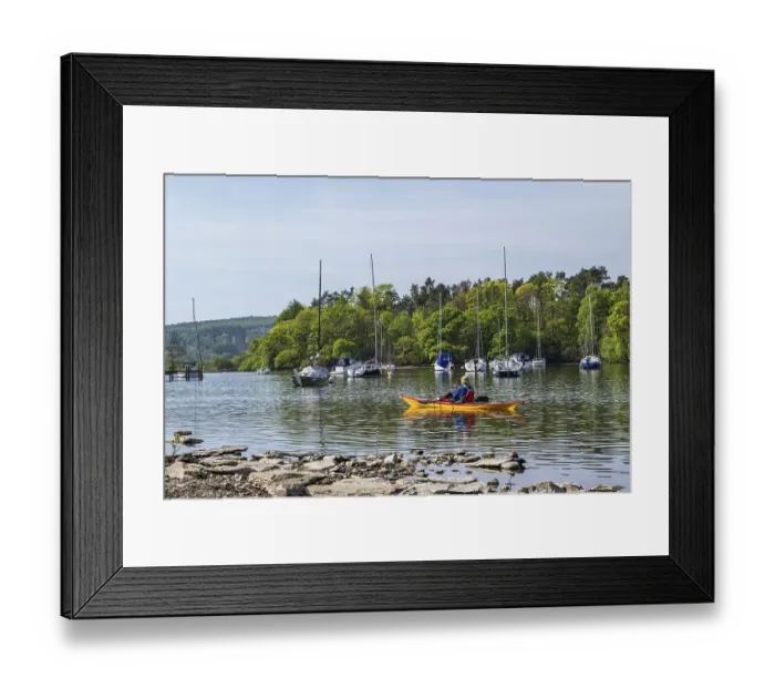 Framed Print : Kayak and Boats on Windermere Lake