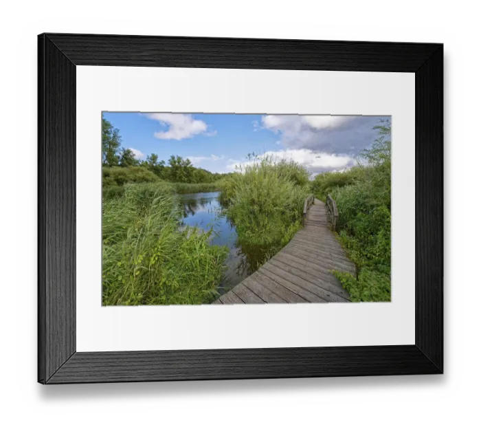 Framed Print : Footpath and bridge on the River Trave in Brenner Moor