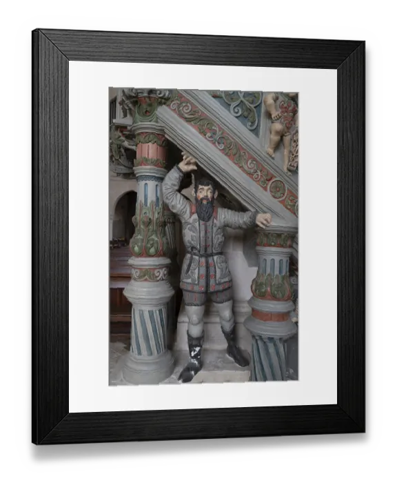 Framed Print : Simson supporting the pulpit in the monastery church Framed Print : Simson supporting the pulpit in the monastery church