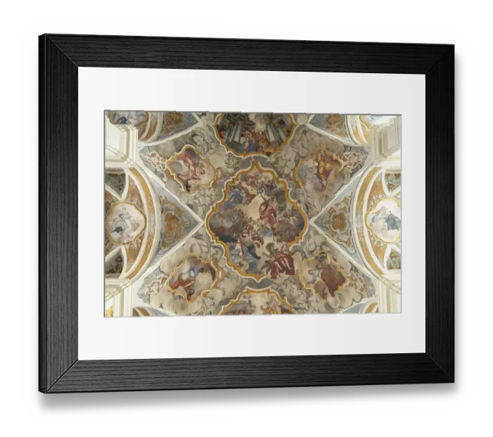 Framed Print : Ceiling fresco of the Gothic chapel church in Rottweil