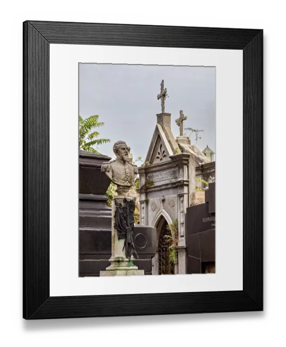 Framed Print : Monumental bust of a man in a cemetery