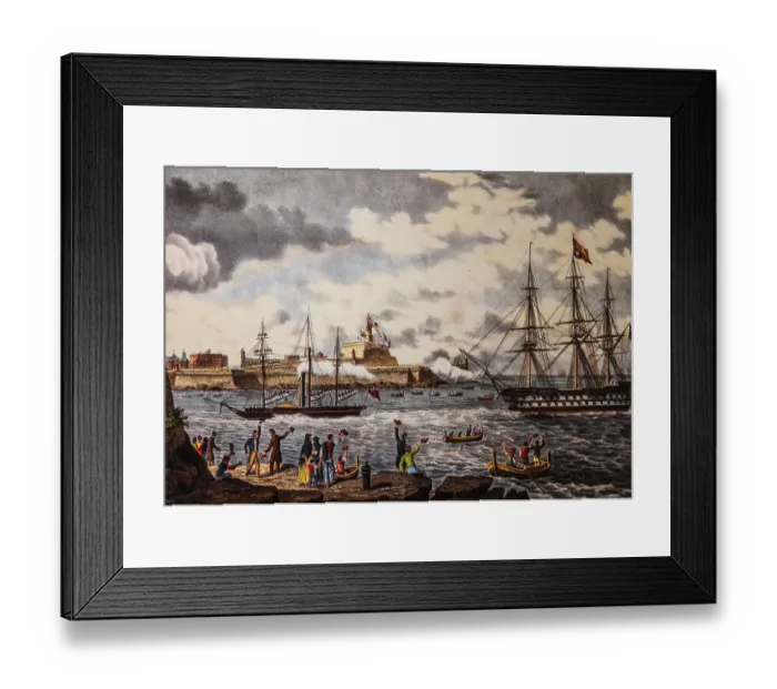 Framed Print : Arrival of Queen Adelaide in Malta Framed Print : Arrival of Queen Adelaide in Malta