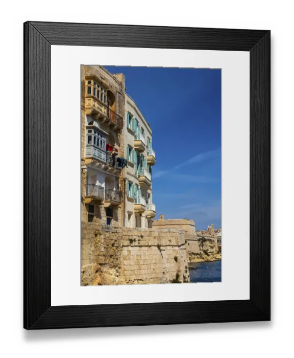 Framed Print : Maltese balconies, Gallariji, Vittoriosa