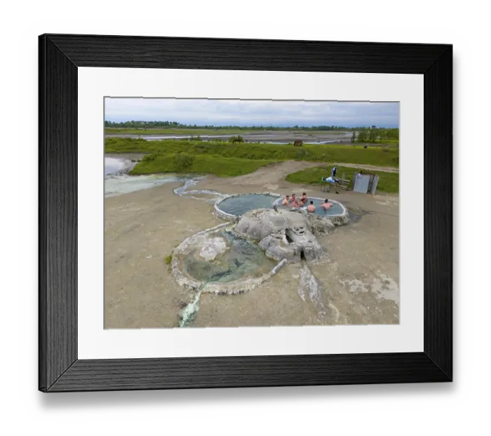Framed Print : Visitors bathing in a structured hot spring Framed Print : Visitors bathing in a structured hot spring