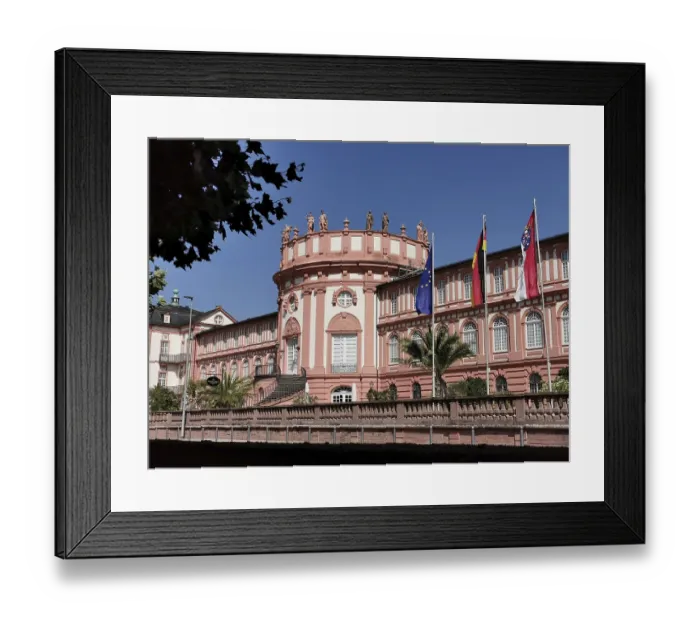 Framed Print : Rhine side of Biebrich Palace, former residence of the Princes of Nassau-Usingen in Wiesbaden-Biebrich