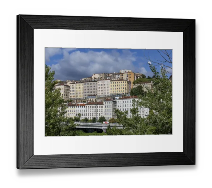 Framed Print : City view, traditional houses above Quai Andre Lassagne on the Rhone
