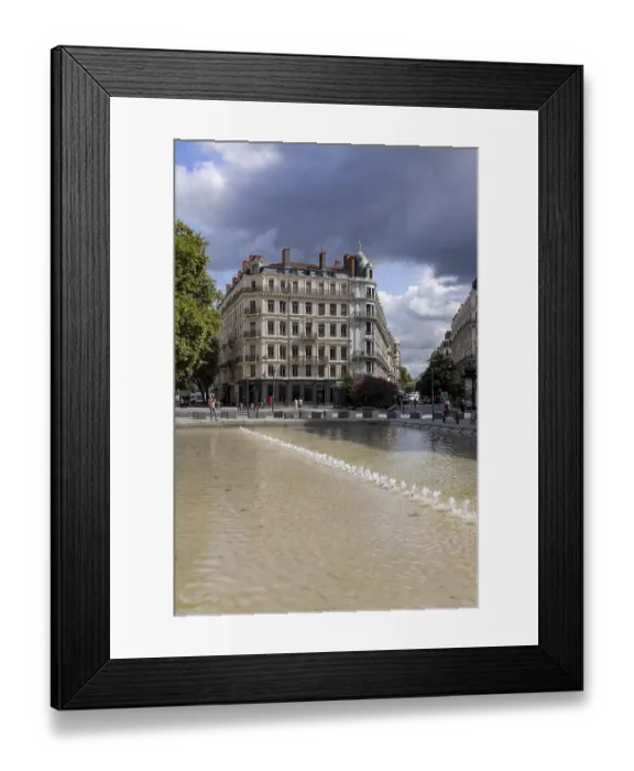 Framed Print : Place de la Republique with shops and houses