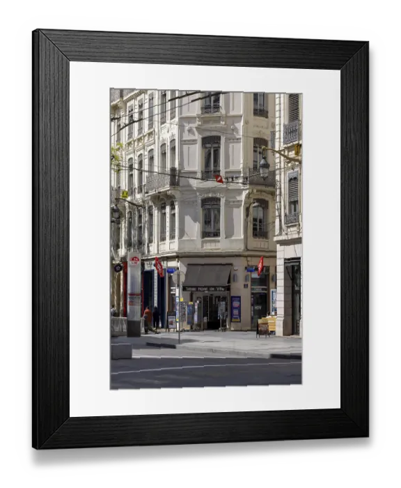 Framed Print : Building with tobacco shop at the town hall Framed Print : Building with tobacco shop at the town hall