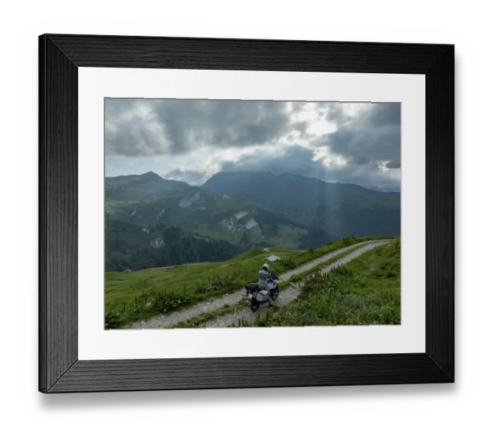 Framed Print : Motorcyclists on a gravel track
