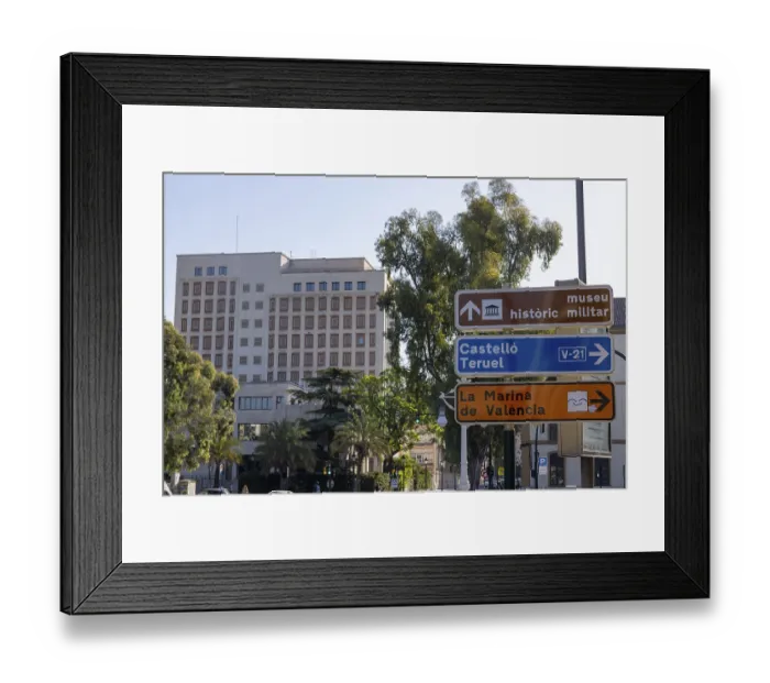 Framed Print : Street signs at crossroads, signpost to the historical military museum