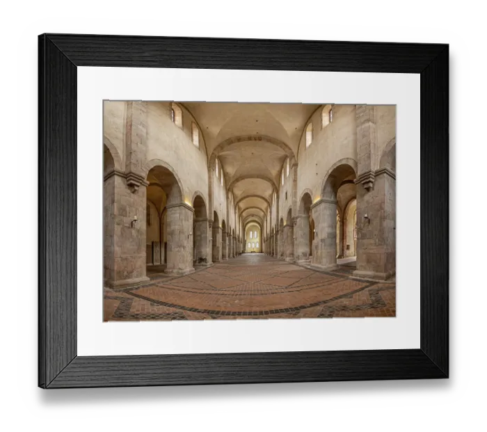 Framed Print : View into the nave of the basilica of Eberbach Abbey