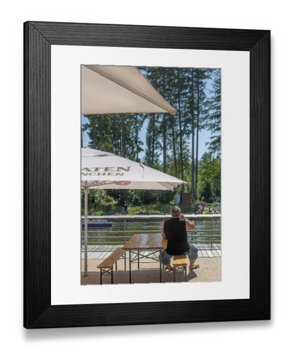 Framed Print : Centre Parcs, blue sky, beer garden Framed Print : Centre Parcs, blue sky, beer garden