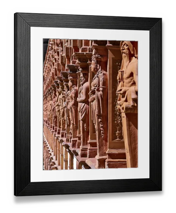 Framed Print : Decorative sculptures in a long row of ornate columns Schallaburg Mostviertel Lower Austria Austria