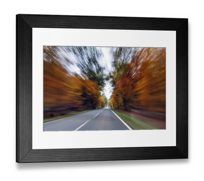 Framed Print : Country road through autumn forest