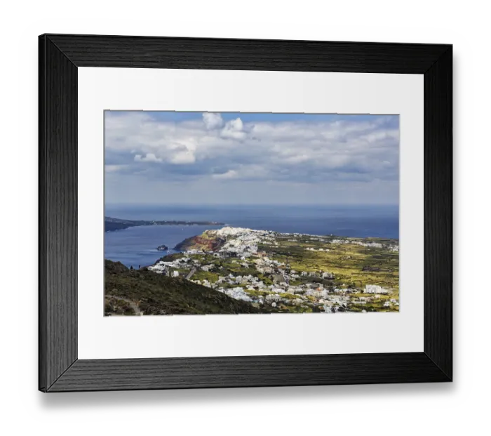 Framed Print : Coastline with view of the village of Oia