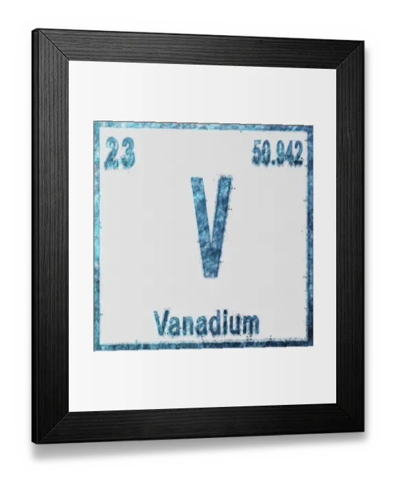 Framed Print : Vanadium Chemical Element in Blue on White Background Framed Print : Vanadium Chemical Element in Blue on White Background
