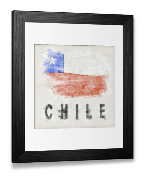 Framed Print : Chile National Colors with Country Name Background Framed Print : Chile National Colors with Country Name Background