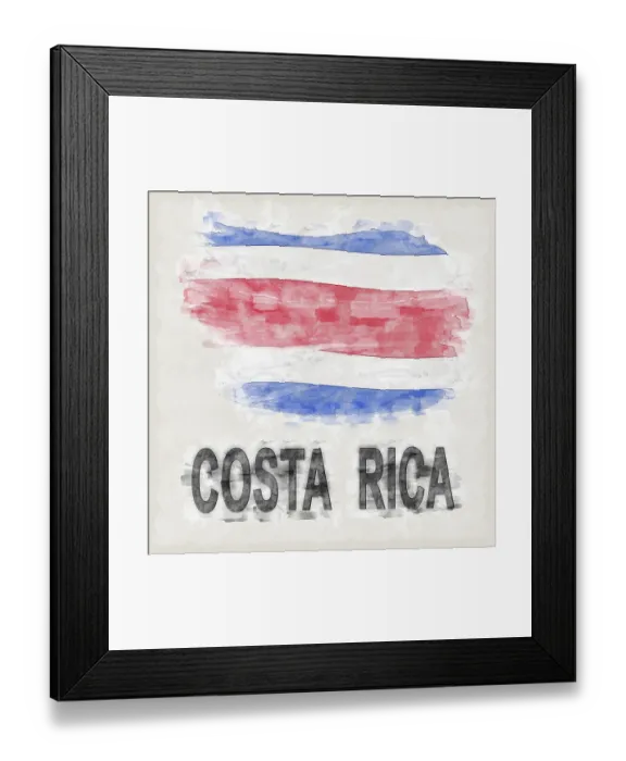Framed Print : Costa Rica National Colors with Country Name Background Framed Print : Costa Rica National Colors with Country Name Background
