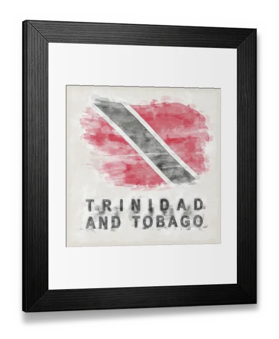 Framed Print : Trinidad and Tobago National Colors with Country Name Background