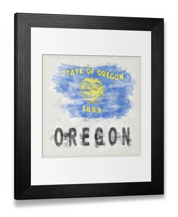 Framed Print : Oregon National Colors with Country Name Background